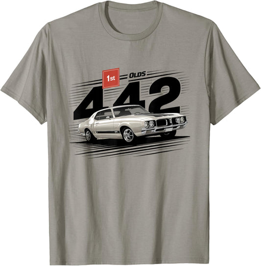 Person into classic cars 1969 69 olds Vintage 442 muscle car T-Shirt - T-Shirt | Sand