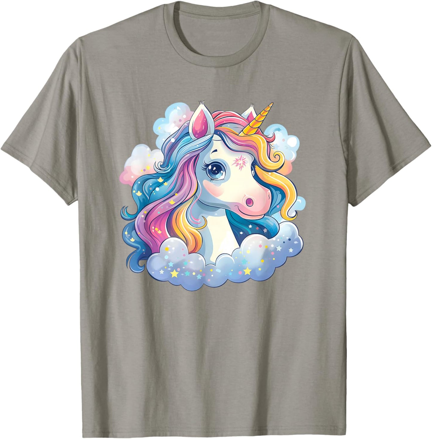 Super Süßes Einhorn mit Regenbogen Mähne Einhorn T-Shirt - T-Shirt | Sand