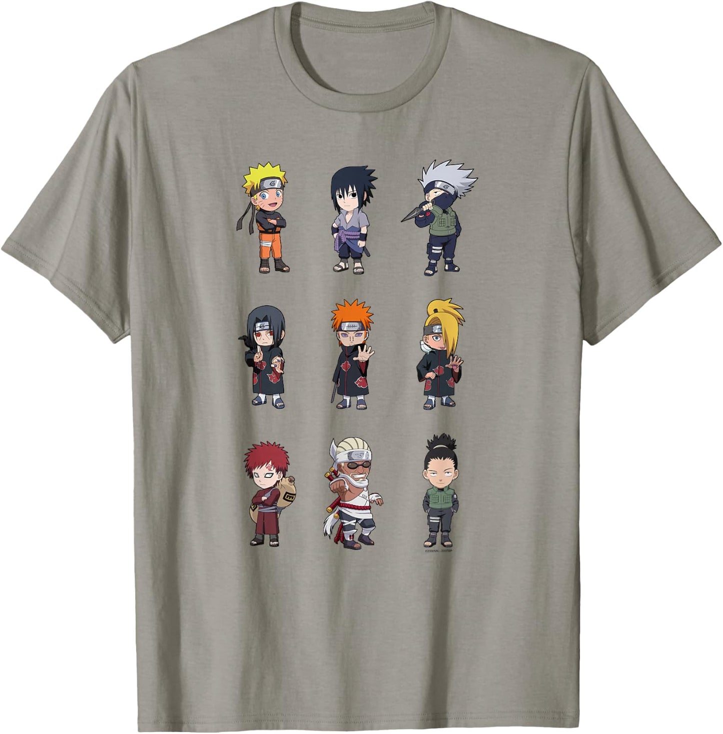 Naruto Shippuden Super Deformed Character Grid Anime T-Shirt - T-Shirt | Sand