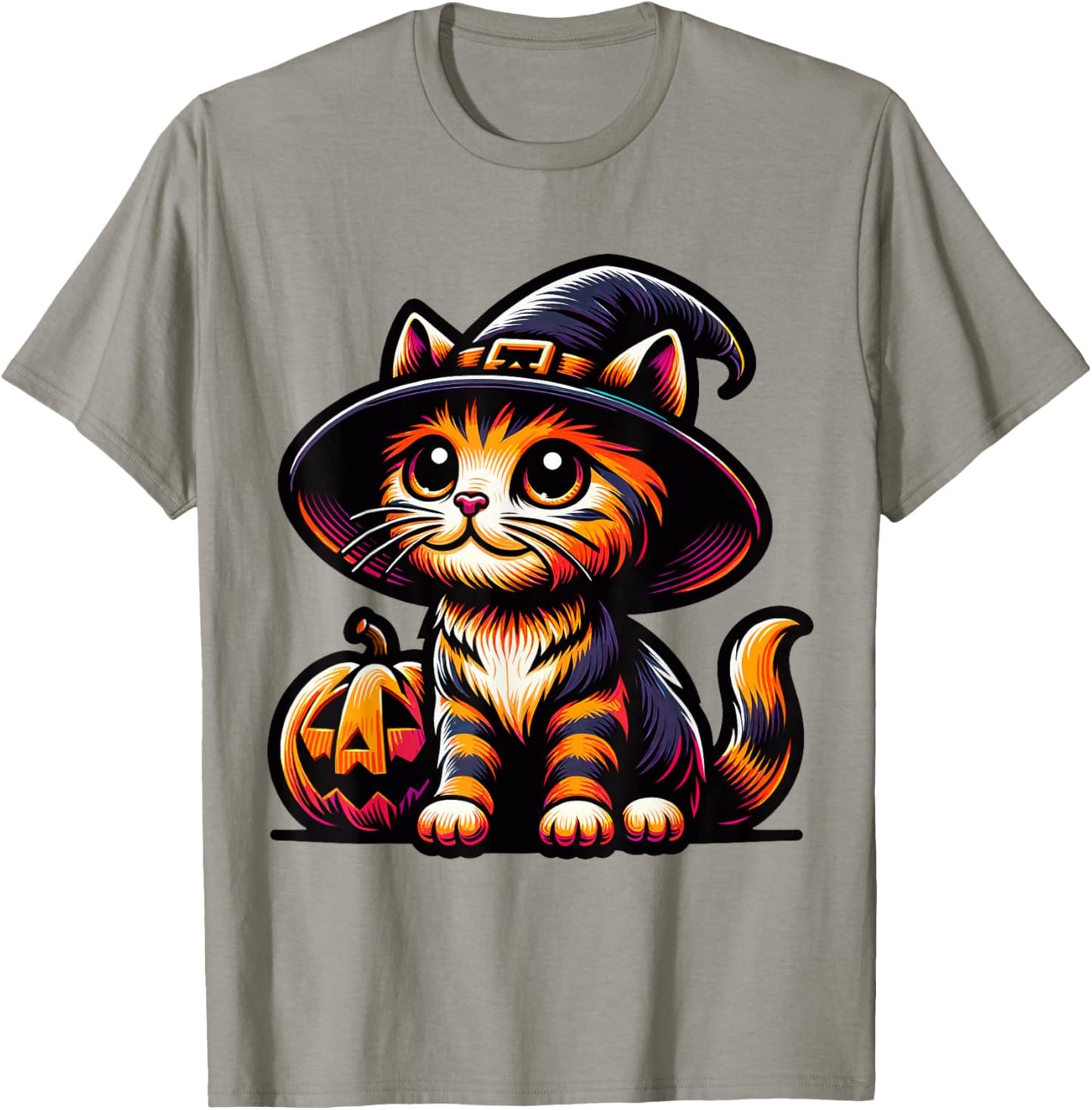 Halloween Cat Funny Fall Pumpkin Cat Lover Cute T-Shirt - T-Shirt | Sand