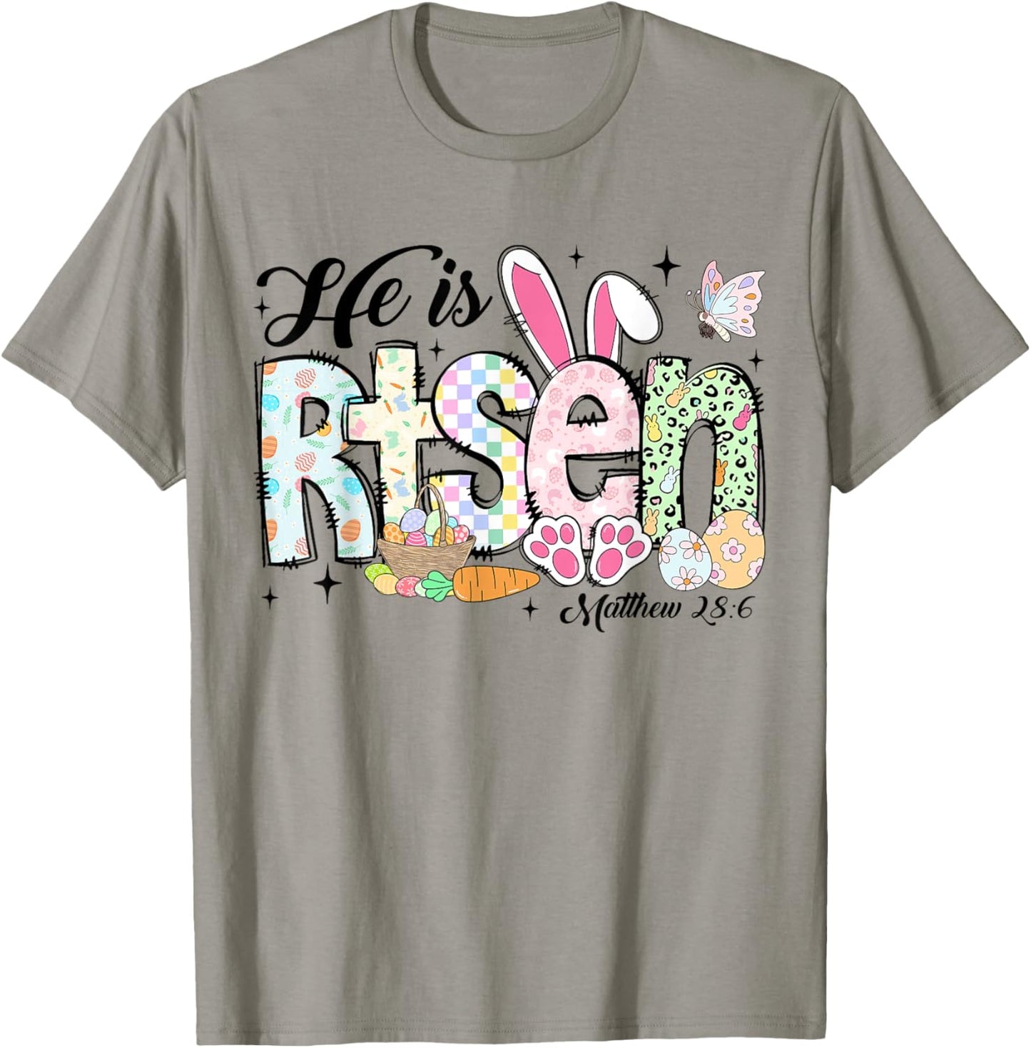 He is Risen Jesus Christian Happy Easter Kids Women Girls T-Shirt - T-Shirt | Sand