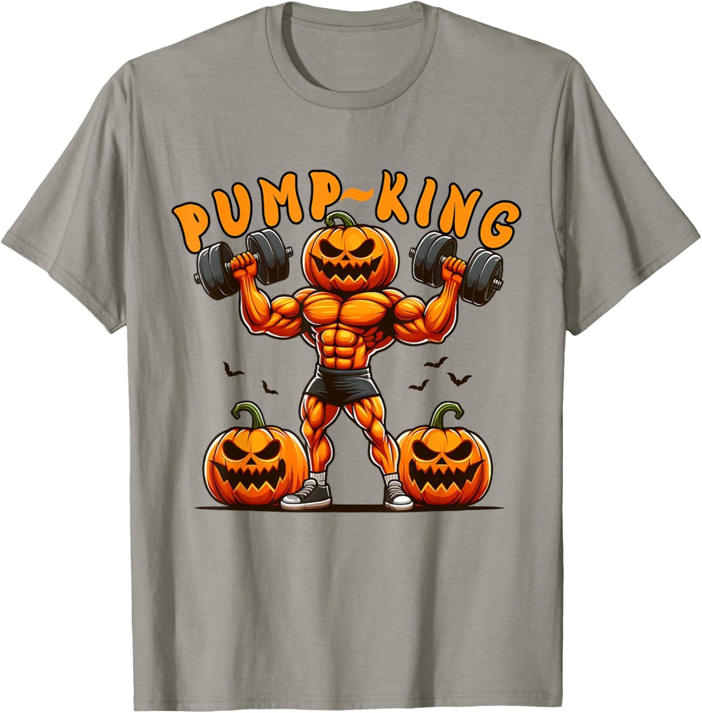 Funny Pump King Halloween Workout Lifting Pumpkin Gym Spooky T-Shirt - T-Shirt | Sand