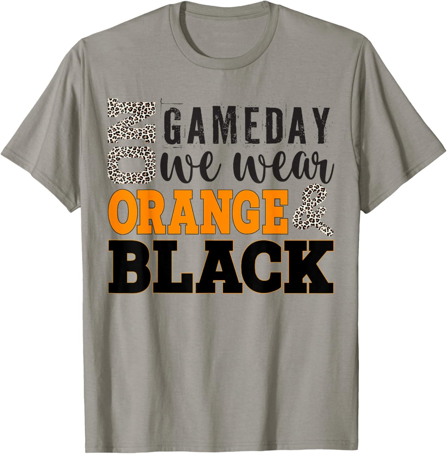 On Gameday Football We Wear Orange And Black Leopard Print T-Shirt - T-Shirt | Sand