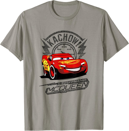 Disney Pixar Cars Lightning McQueen Kachow! Retro Shot T-Shirt - T-Shirt | Sand