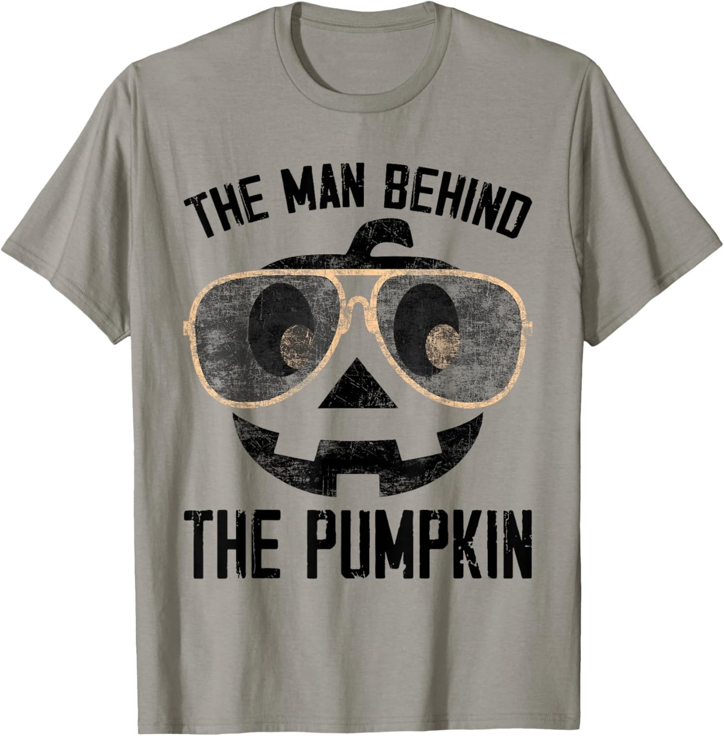 The Man Behind The Pumpkin New Baby Shower Dad Halloween T-Shirt - T-Shirt | Sand