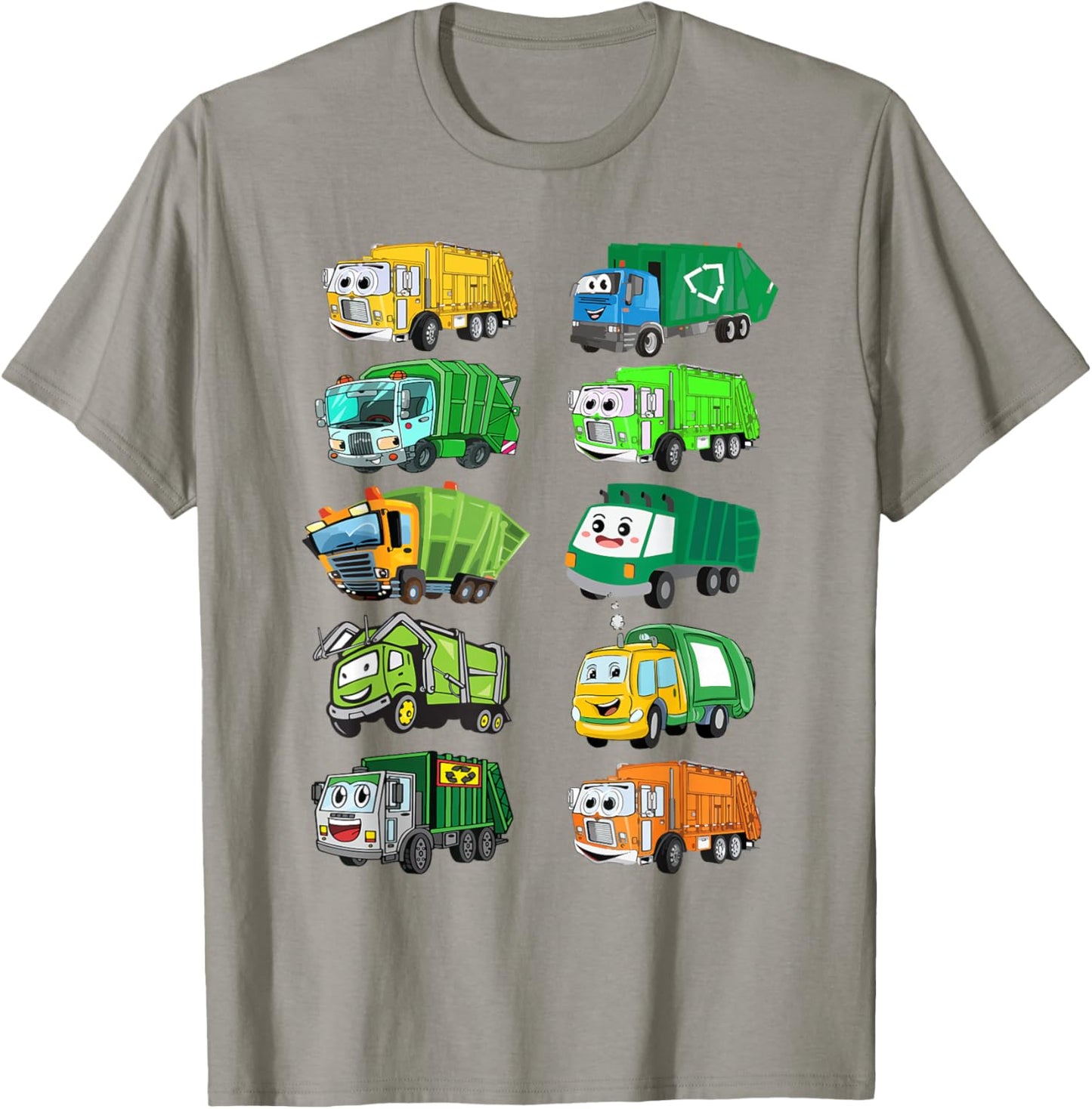 Toddler Boy Types of Garbage Truck Shirt Kids Trash Truck T-Shirt - T-Shirt | Sand