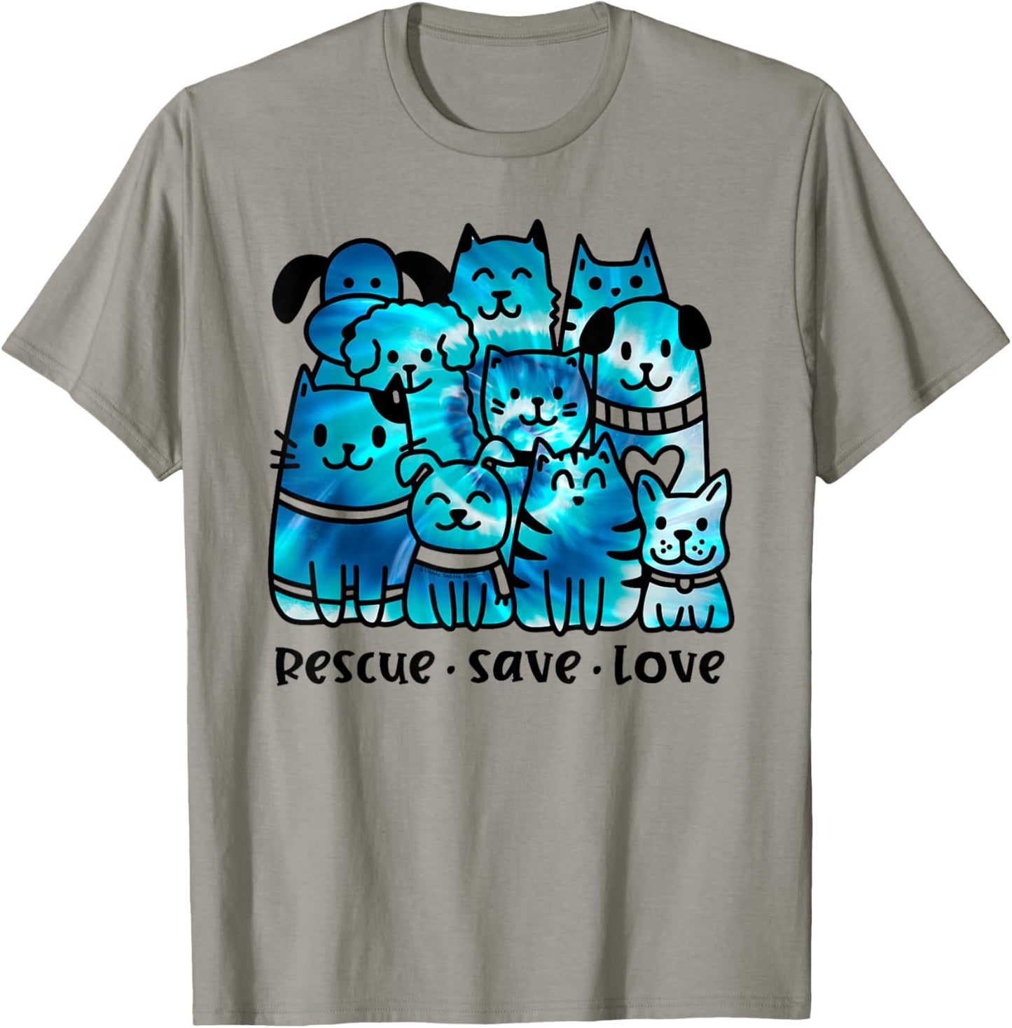 Rescue Save Love Cute Tie Dye Animal Rescue Dog Cat Lovers T-Shirt - T-Shirt | Sand