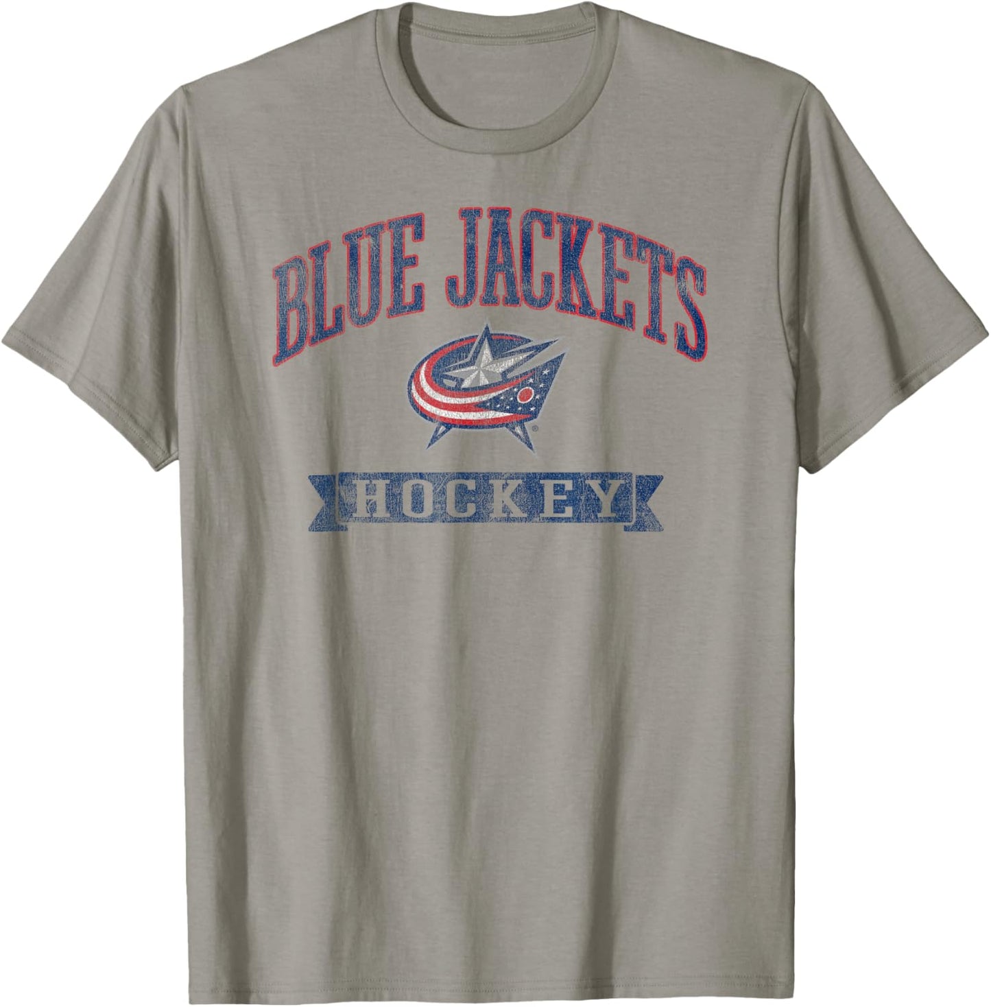 Columbus Blue Jackets Vintage Hockey Gray Licensed T-Shirt - T-Shirt | Sand