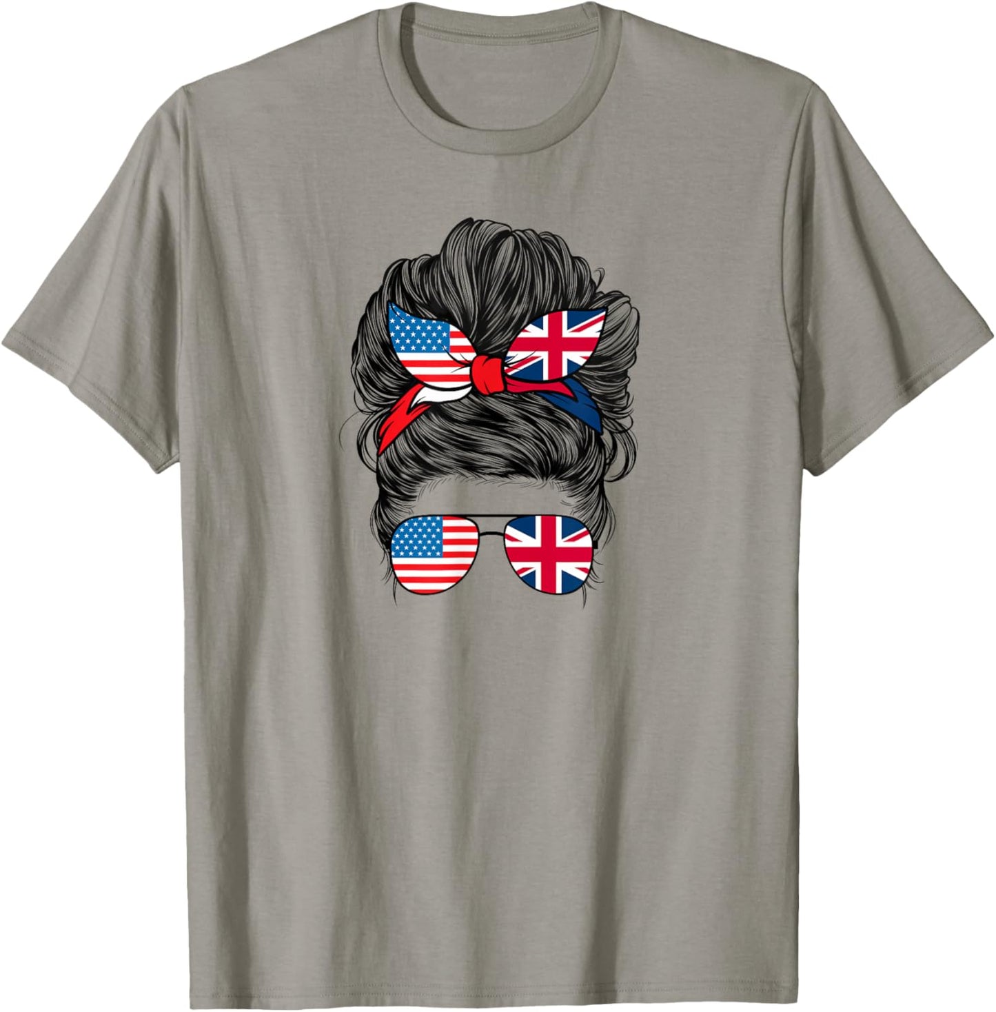 Half American British America Great Britain UK USA Flag Girl T-Shirt - T-Shirt | Sand