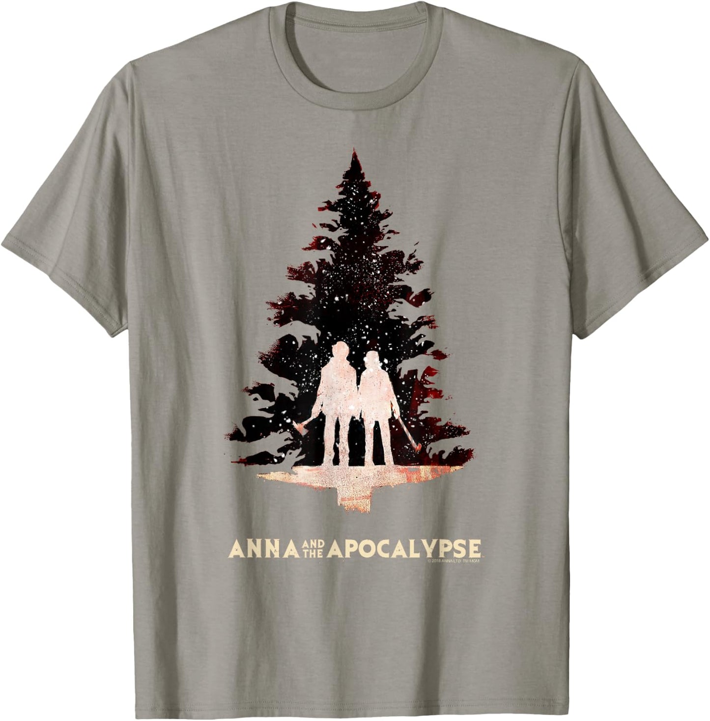 Anna and the Apocalypse Zombie Tree Silhouette Christmas T-Shirt - T-Shirt | Sand
