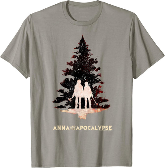 Anna and the Apocalypse Zombie Tree Silhouette Christmas T-Shirt - T-Shirt | Sand