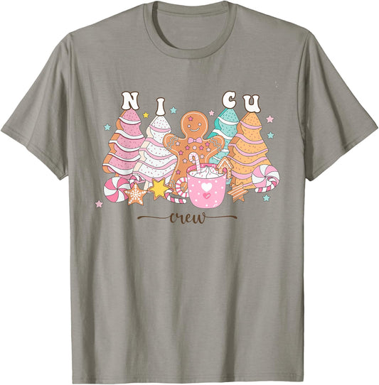 NICU Nurse Xmas Gingerbread Neonatal Intensive Care Unit T-Shirt - T-Shirt | Sand