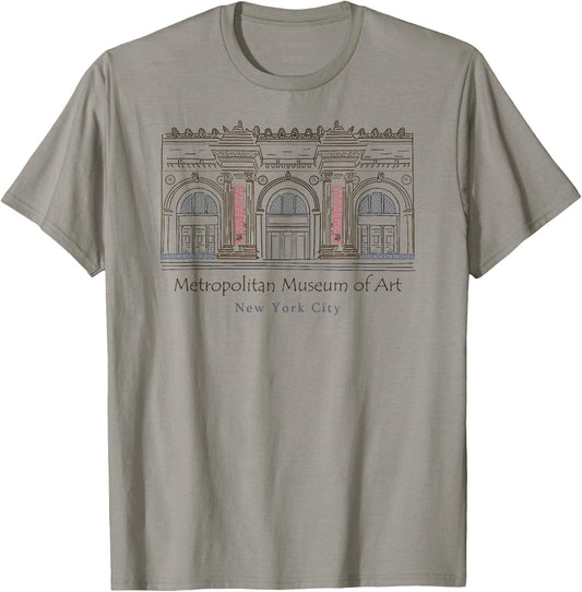 New York City, Metropolitan Museum of Art, USA, Hand drawing T-Shirt - T-Shirt | Sand