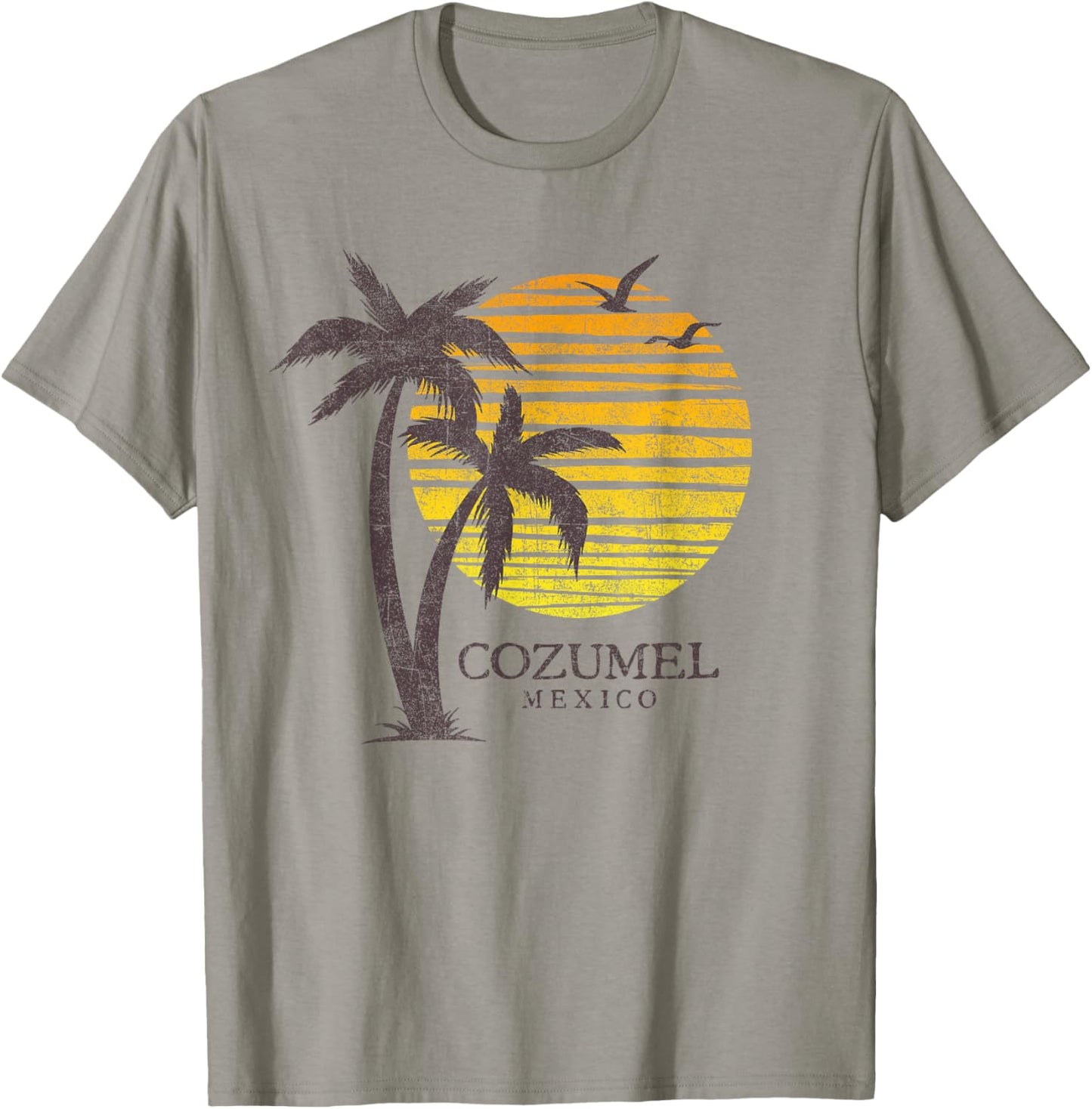 Cozumel Mexico Souvenir Beach Sunset Vintage T-Shirt - T-Shirt | Sand