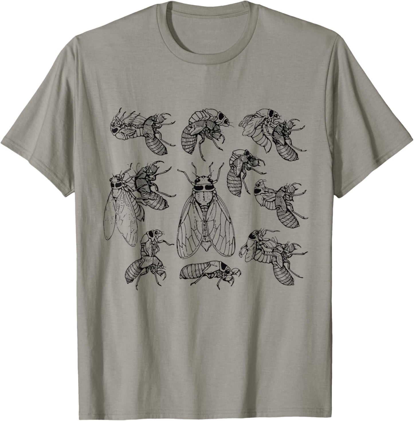 Cicadas Life Cycle Vintage Science Cicada Bug Illustration T-Shirt - T-Shirt | Sand
