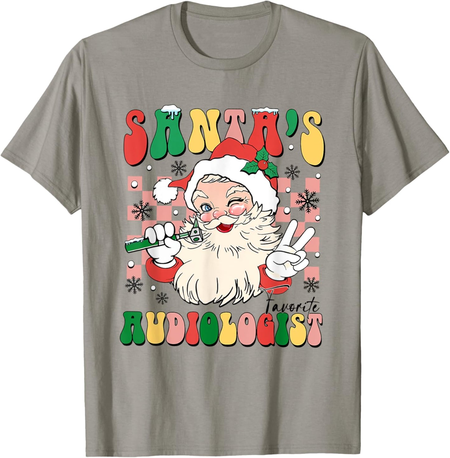 Santa's Favorite Audiology Retro Christmas Audiology Tech T-Shirt - T-Shirt | Sand