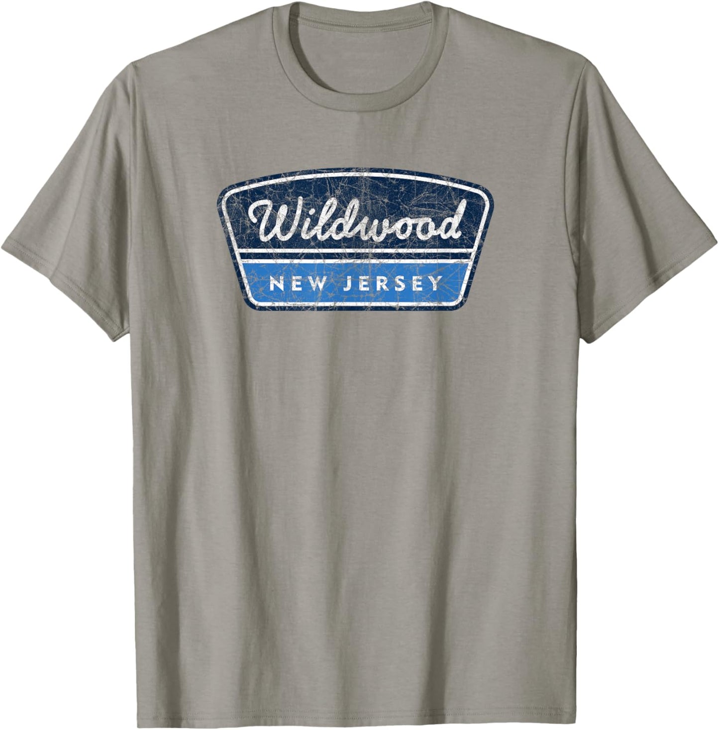 Wildwood New Jersey Souvenir Vacation Vintage Badge T-Shirt - T-Shirt | Sand