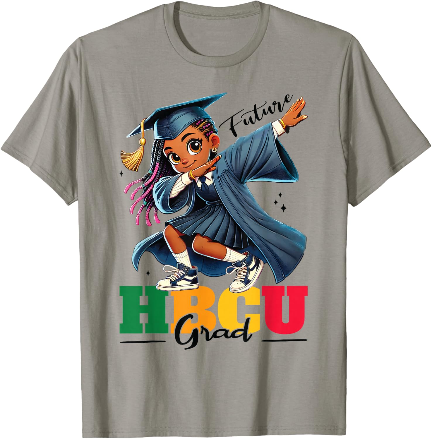 Future HBCU Grad kids Black Girl Afro Black History Month T-Shirt - T-Shirt | Sand