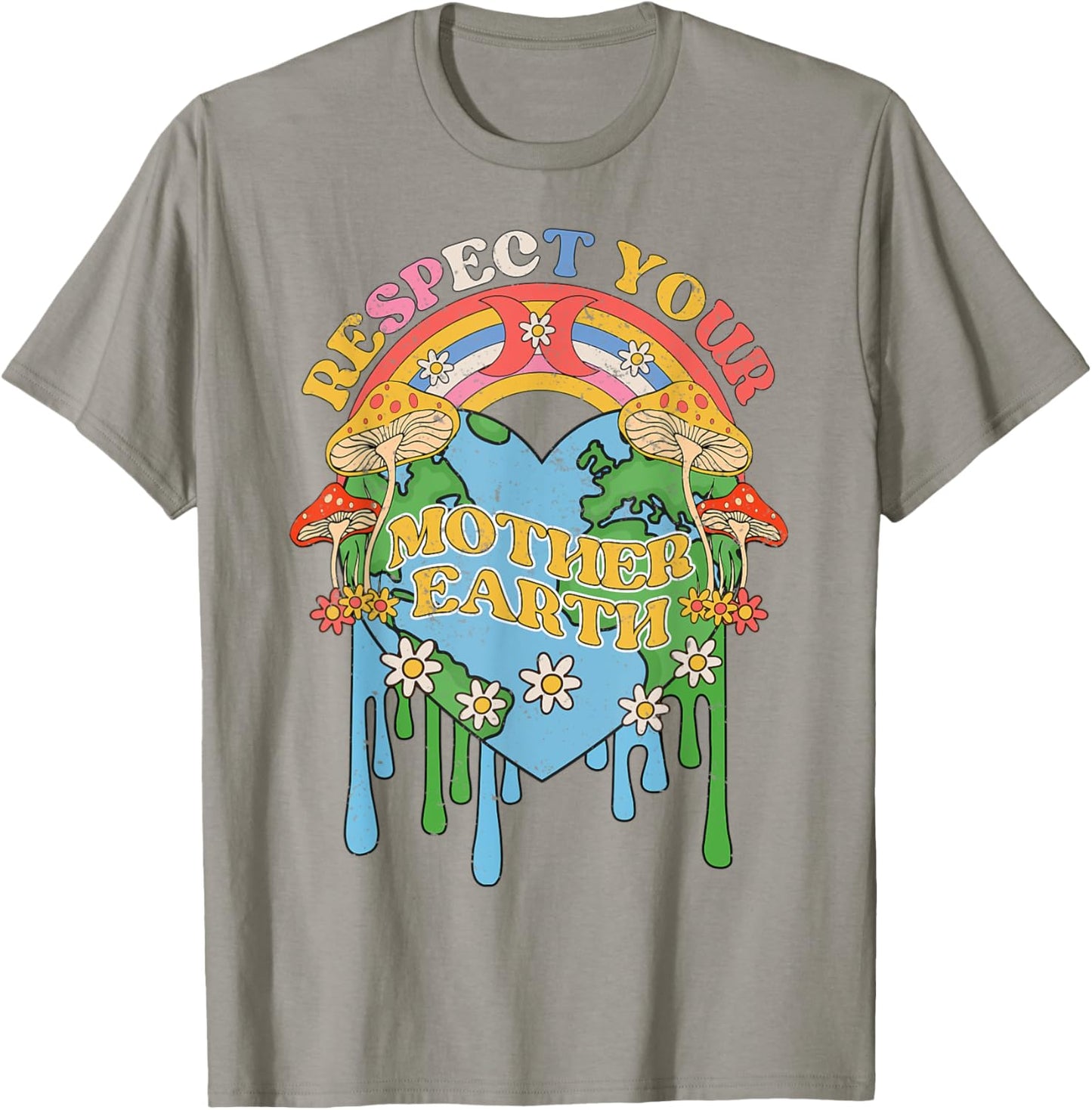 Respect Your Mother Earth Groovy Hippie Earth Day Gift Ideas T-Shirt - T-Shirt | Sand