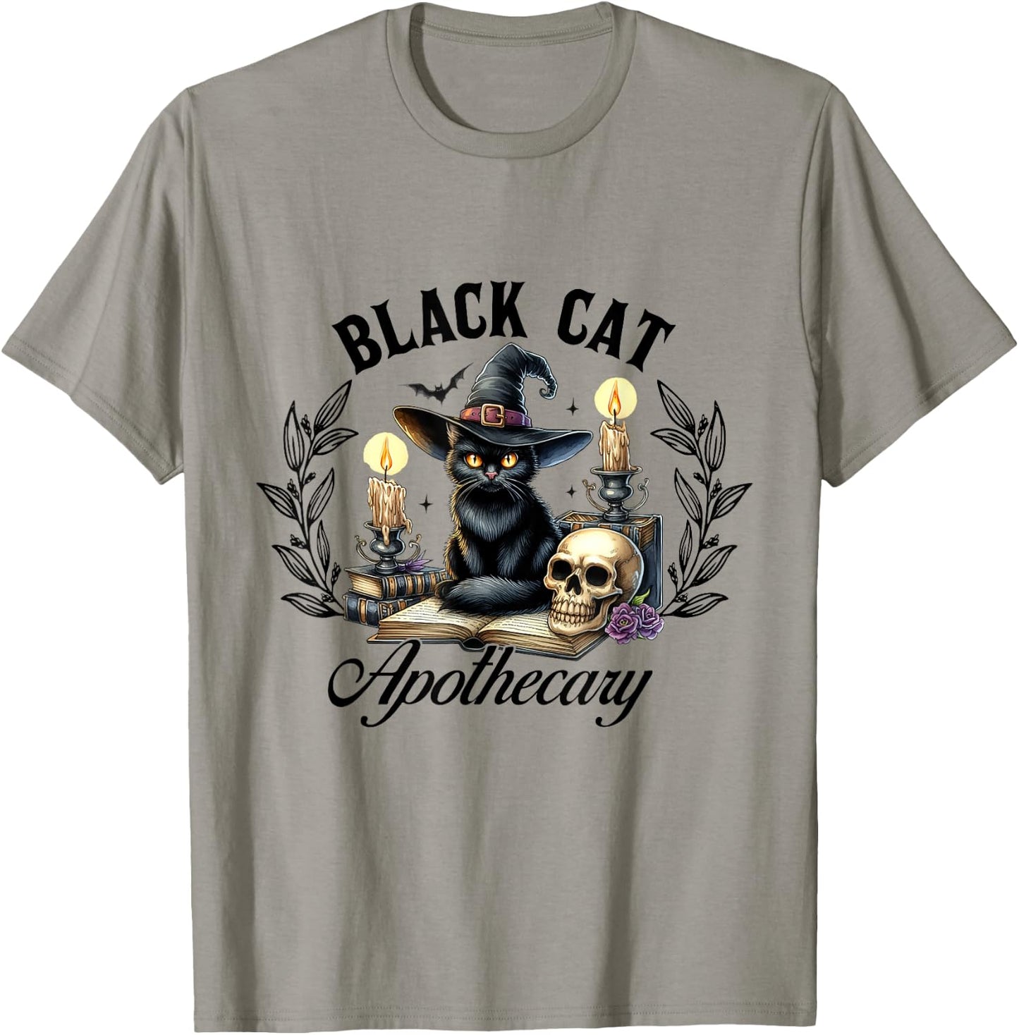 Black Cat Apothecary Funny Halloween Witchy Women Pet Love T-Shirt - T-Shirt | Sand