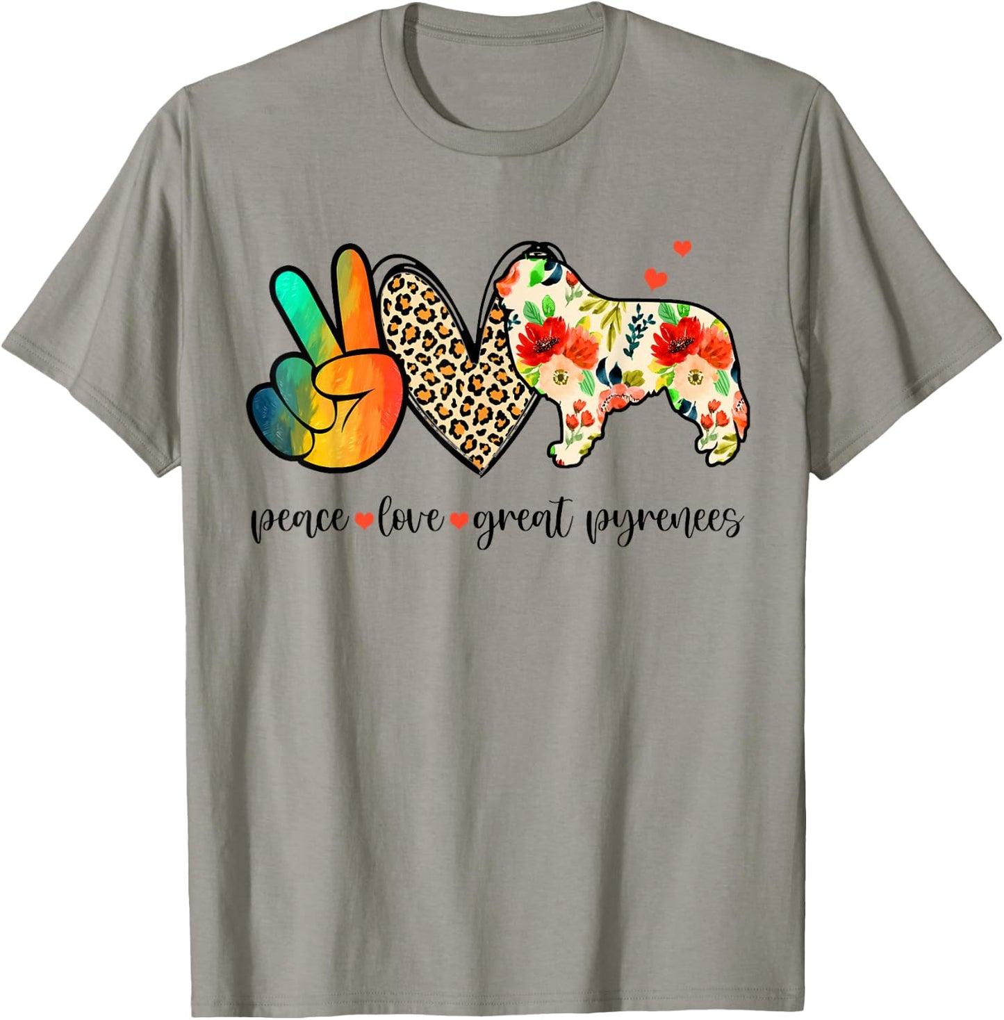 Peace Love Great Pyrenees Funny For Dog Lover T-Shirt - T-Shirt | Sand