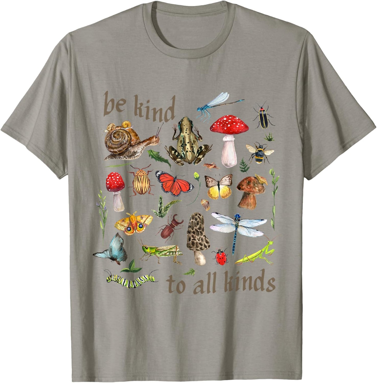 Be Kind to All Kinds Goblincore Aesthetic Nature Camping T-Shirt - T-Shirt | Sand