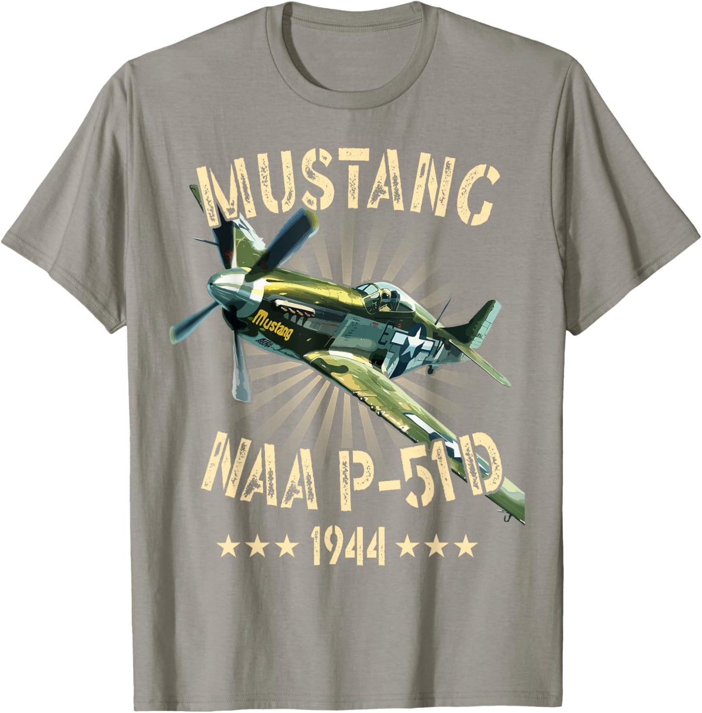 P-51D Mustang Vintage North American P-51D Fighter Warbirds T-Shirt - T-Shirt | Sand