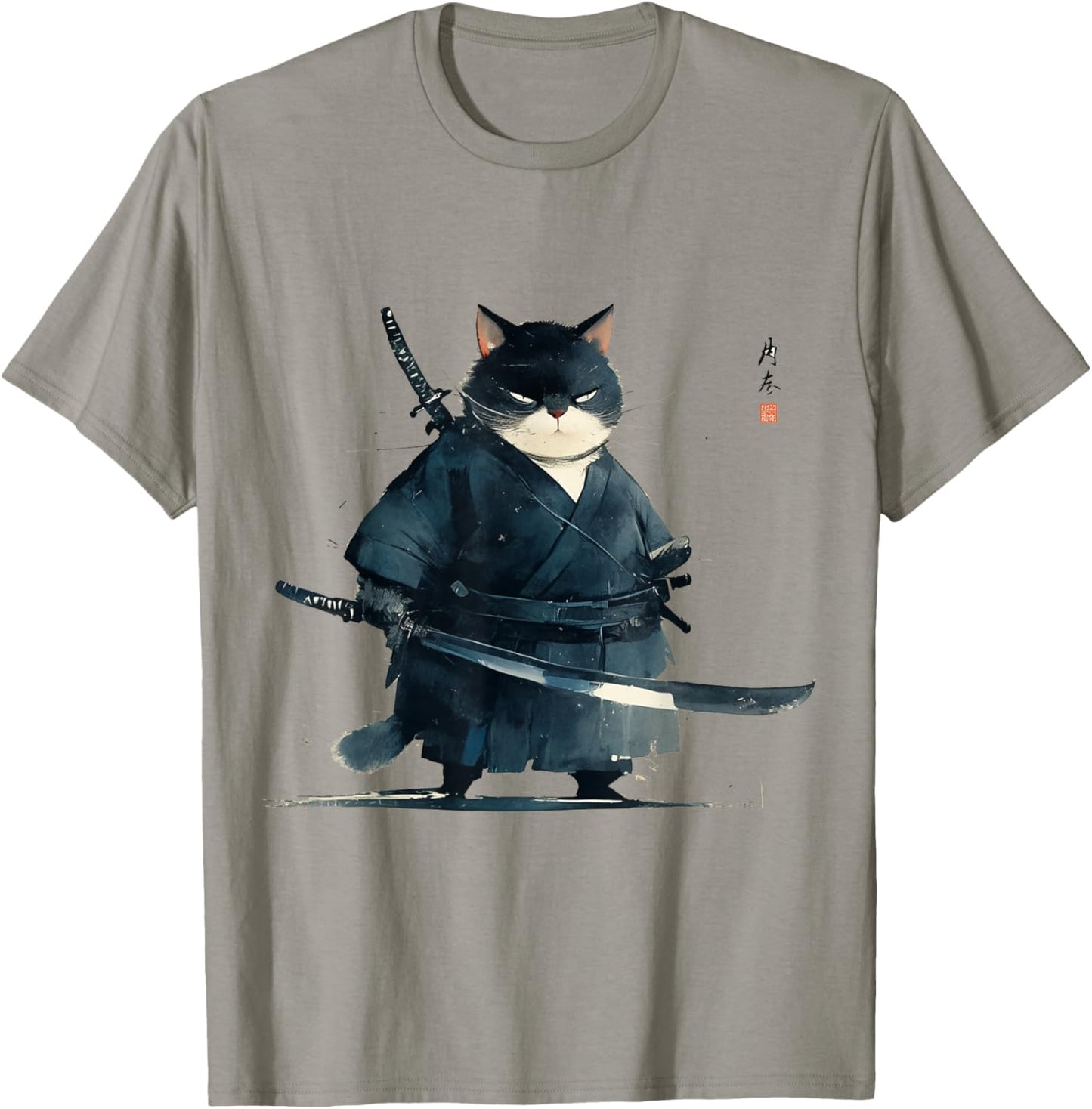 Japanese Art Cat Ninja Ukiyo-e Anime Style Samurai Cat T-Shirt - T-Shirt | Sand