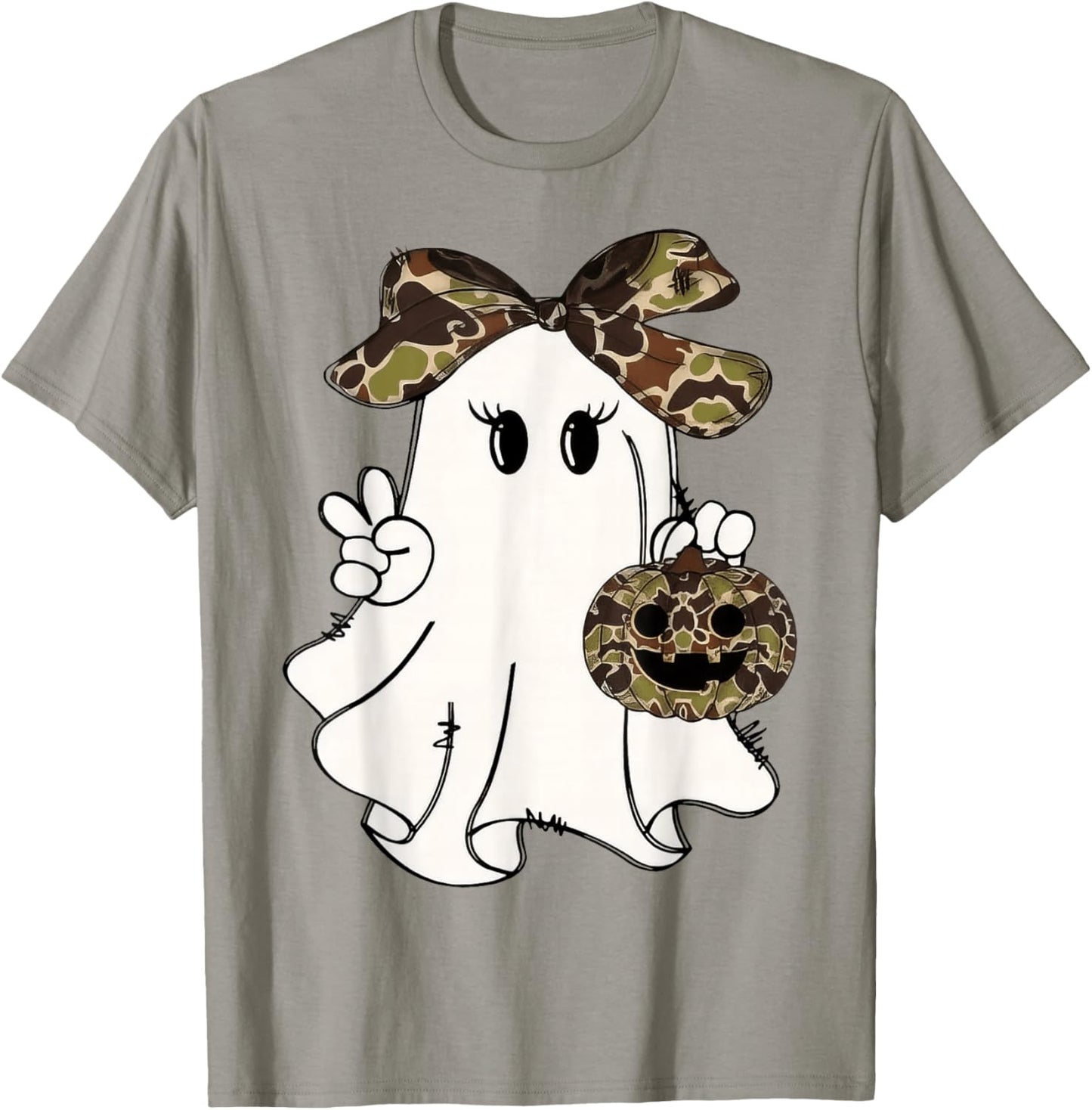 Funny Halloween Camouflage Camo Ghost Hello Hunting Season T-Shirt - T-Shirt | Sand
