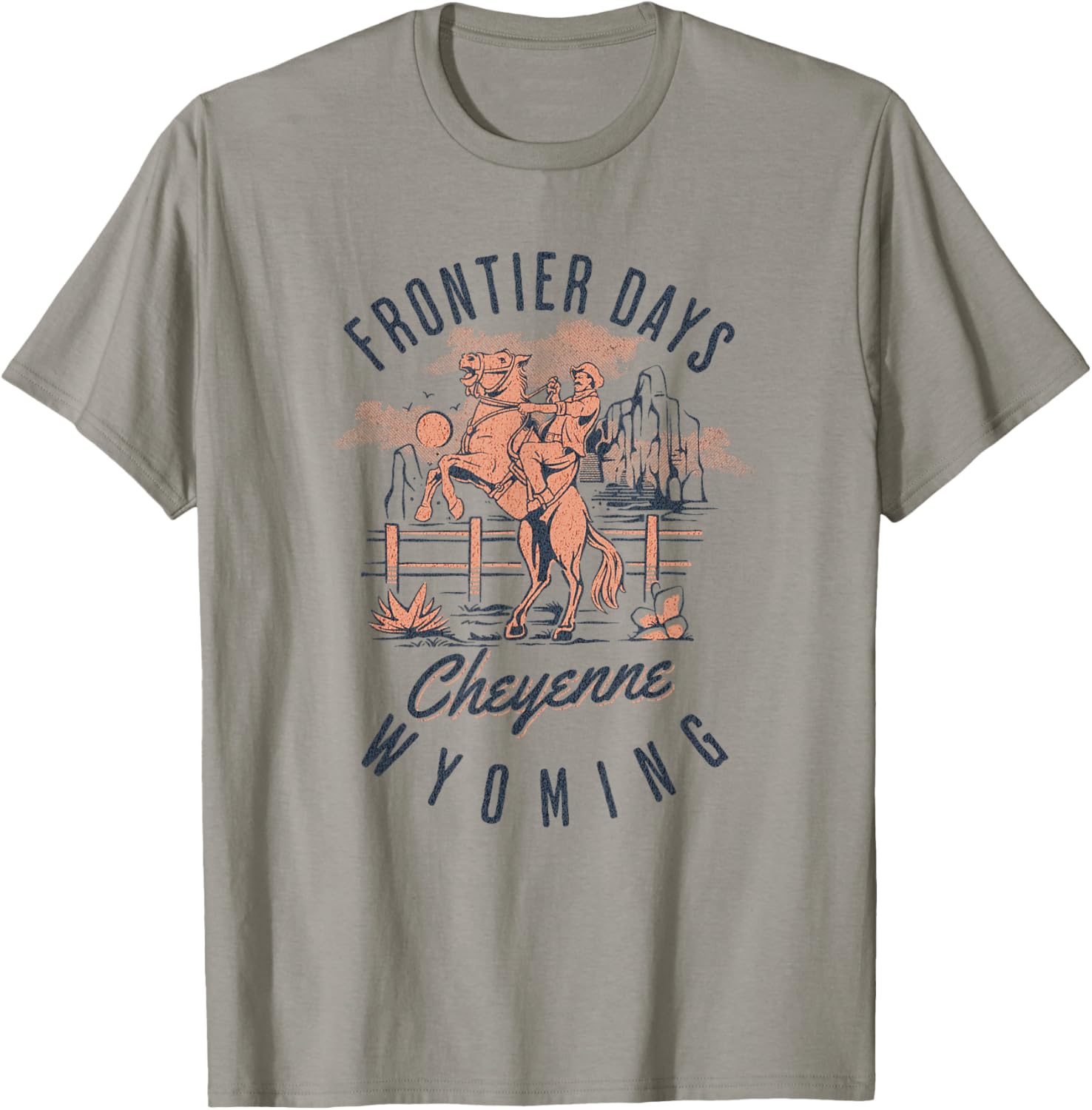 Cheyenne Wyoming Cowboys and Horse Frontier Days T-Shirt - T-Shirt | Sand