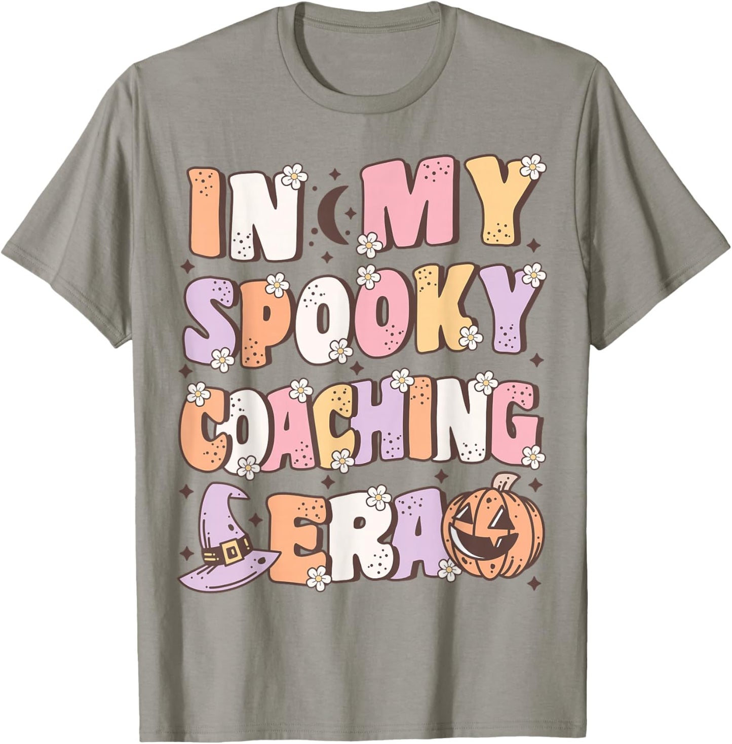 In My Spooky Coaching Era Cute Groovy Halloween School Coach T-Shirt - T-Shirt | Sand