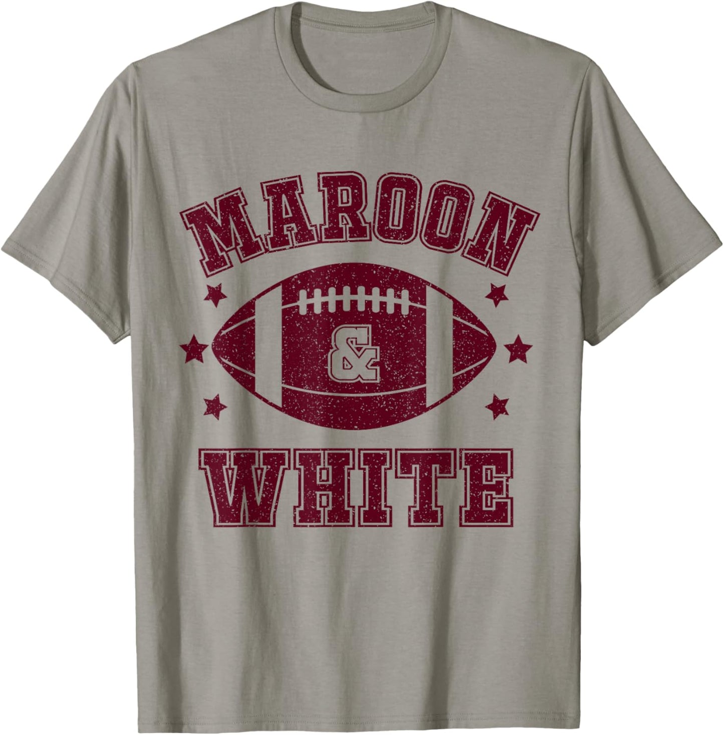 On Gameday Football We Wear Maroon and White School Spirit T-Shirt - T-Shirt | Sand