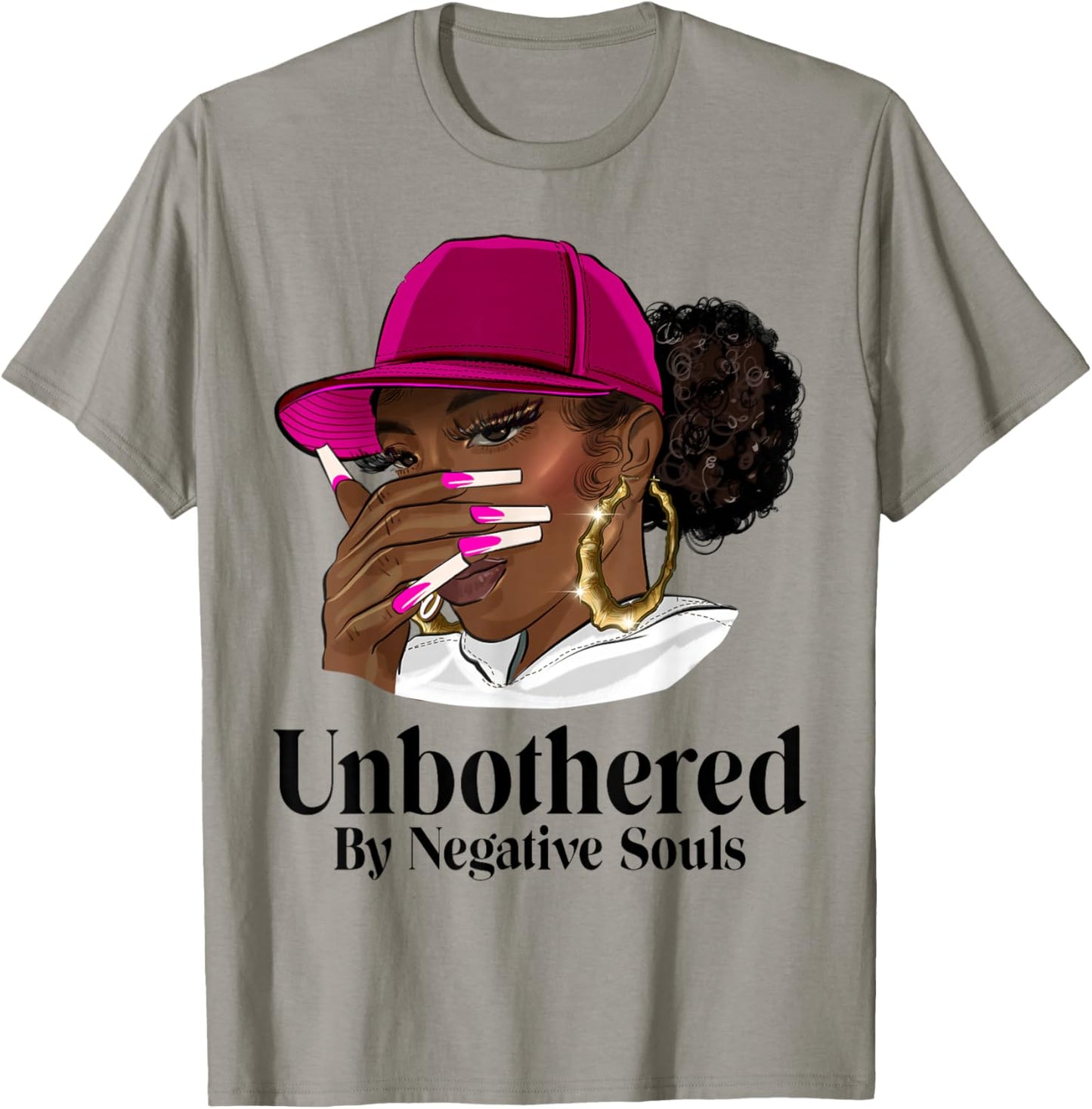 Unbothered Black Woman With Cap African American Afro Queen T-Shirt - T-Shirt | Sand