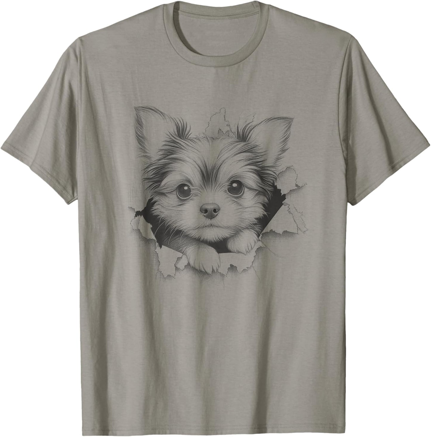 Cute Chorkie Peeking Dog Design Women Kids T-Shirt - T-Shirt | Sand