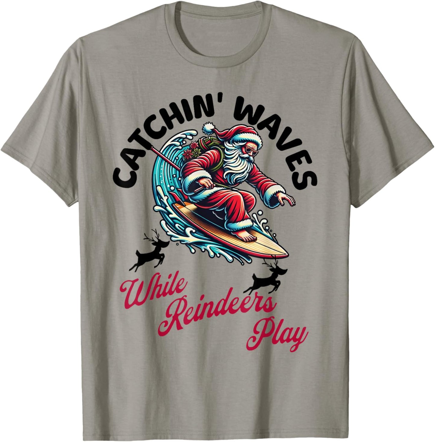 Christmas In July Surfing Santa Claus Summer Beach Vacay T-Shirt - T-Shirt | Sand