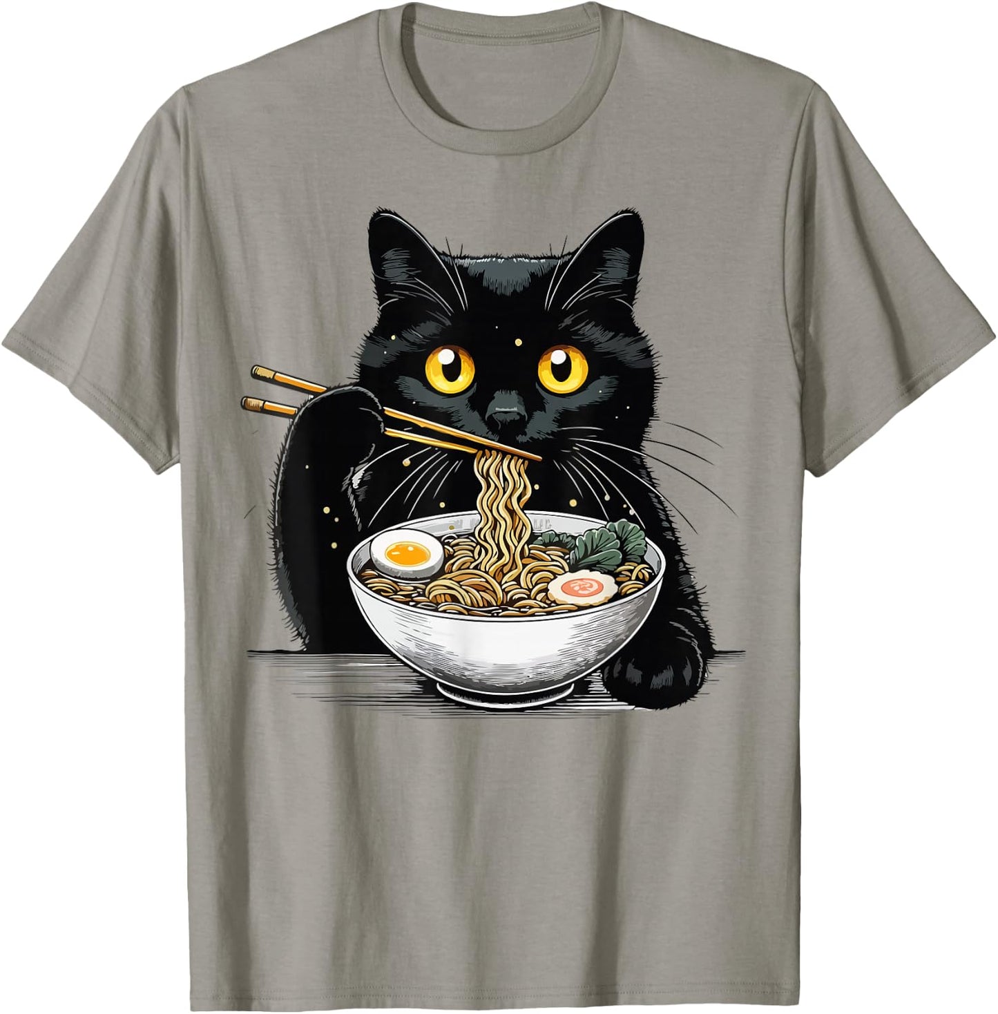 Funny Cat eating Ramen T-Shirt - T-Shirt | Sand