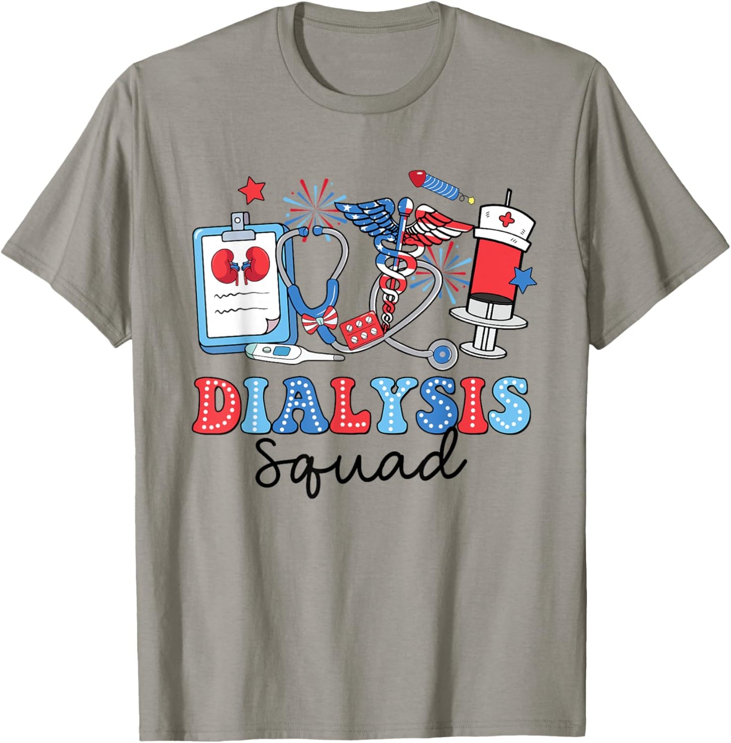 Retro Dialysis Squad USA Flag Dialysis Nurse 4th Of July Women Men T-Shirt - T-Shirt | Sand