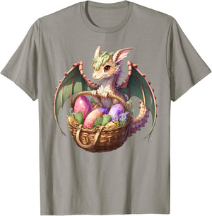 Dragon Girl Lover Easter Eggs Basket Kids Cute Girls Theme T-Shirt - T-Shirt | Sand
