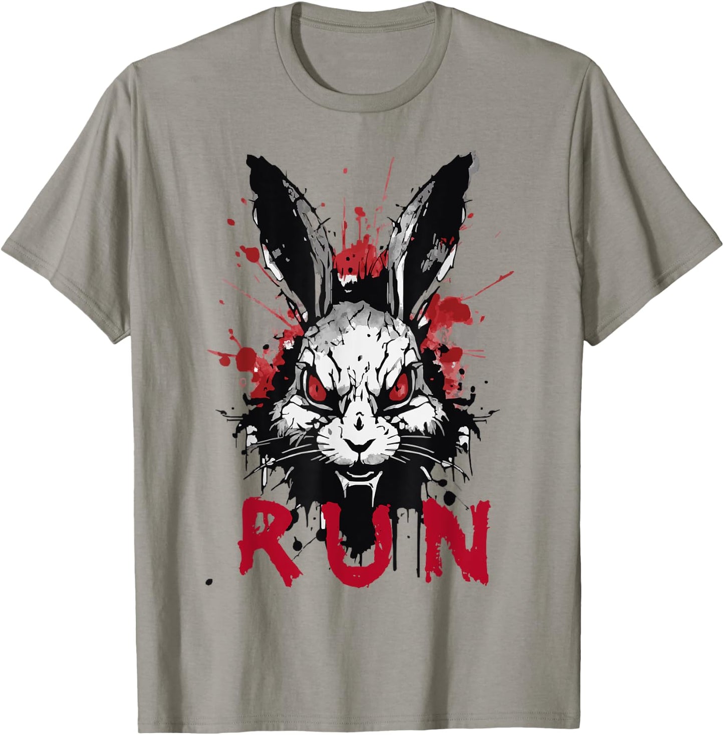 Run Rabbit, Evil Bunny Artwork, Modern Vintage Grunge Anime T-Shirt - T-Shirt | Sand