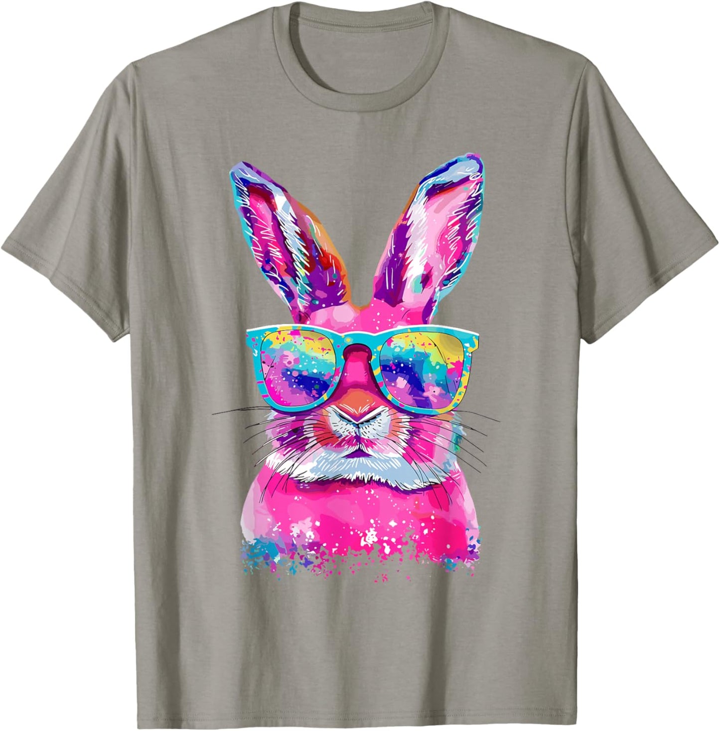 Bunny Face with Tie Dye Glasses Happy Easter Day Men Boy Kid T-Shirt - T-Shirt | Sand