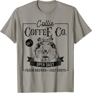 Retro Rough Collie Coffee Funny Dog Mom Coffee Lover Women Girls Kids T-Shirt - T-Shirt | Sand