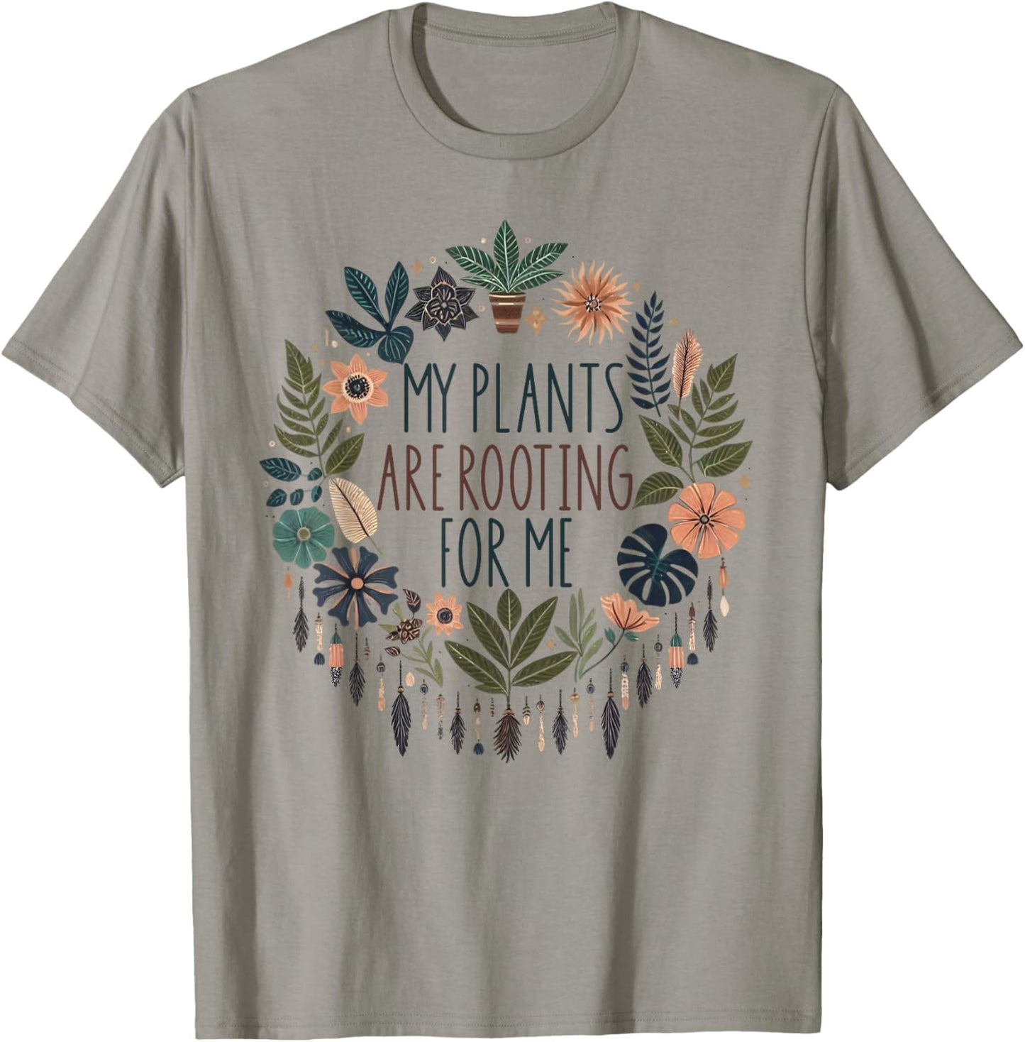 Retro Vintage My Plants Are Rooting For Me Plant Lover Funny T-Shirt - T-Shirt | Sand