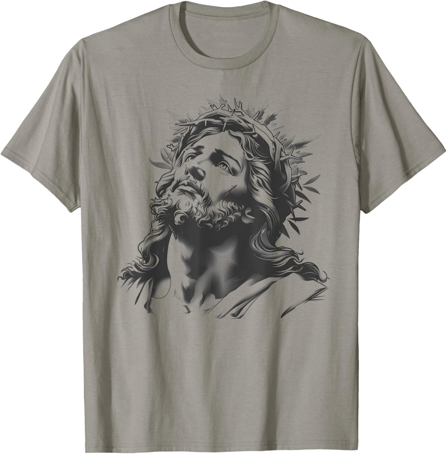 Tattoo Style Jesus Christ Face T-Shirt - T-Shirt | Sand