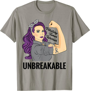 Pituitary Tumor Warrior Unbreakable Gland Awareness T-Shirt - T-Shirt | Sand