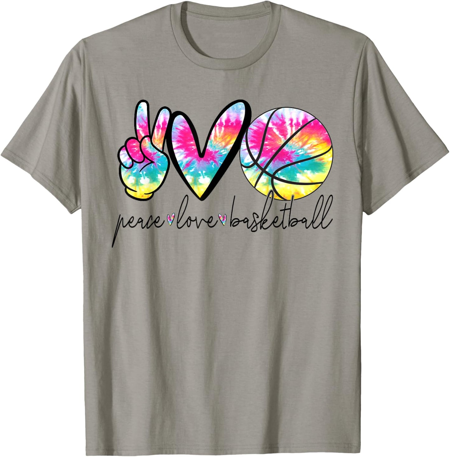 Peace Love Basketball Tie Dye Cute Basketball Lover T-Shirt - T-Shirt | Sand