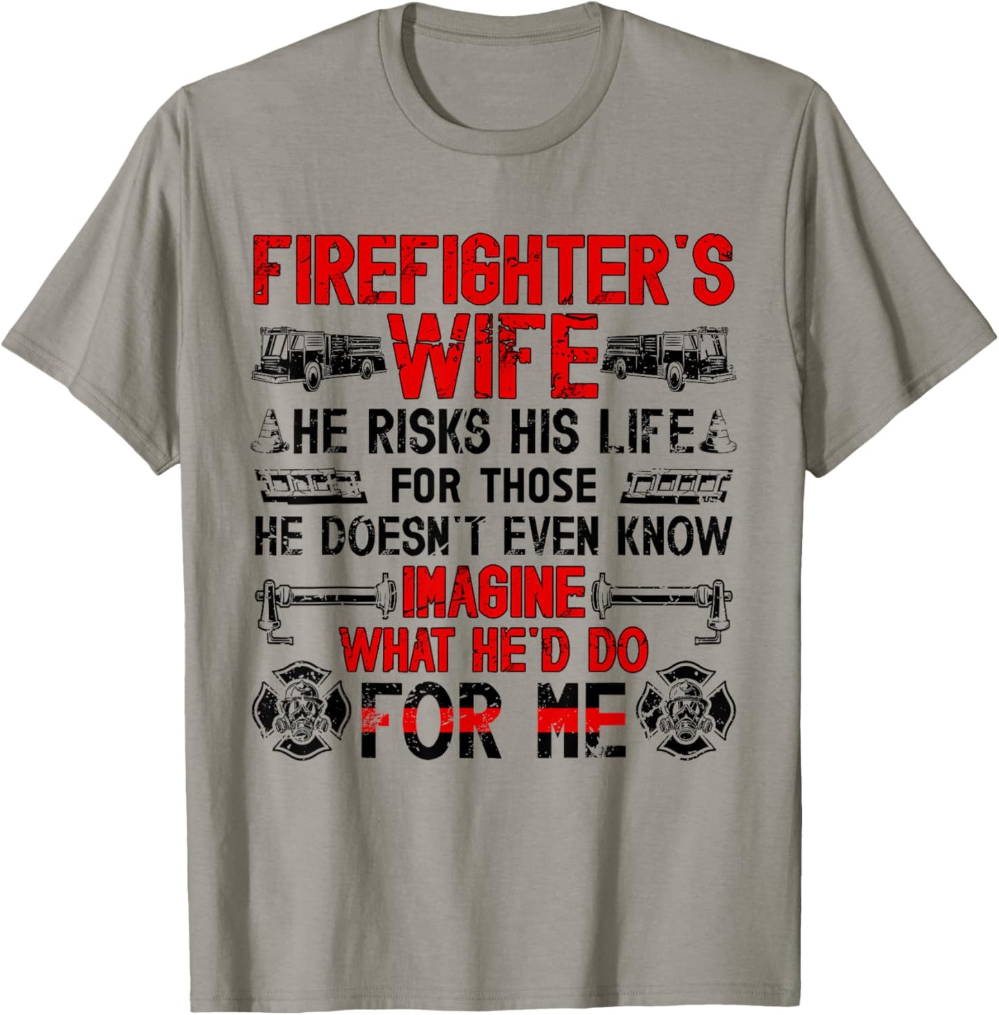 Firefighter's Wife of A Firefighter Wife Proud Fire Wife T-Shirt - T-Shirt | Sand