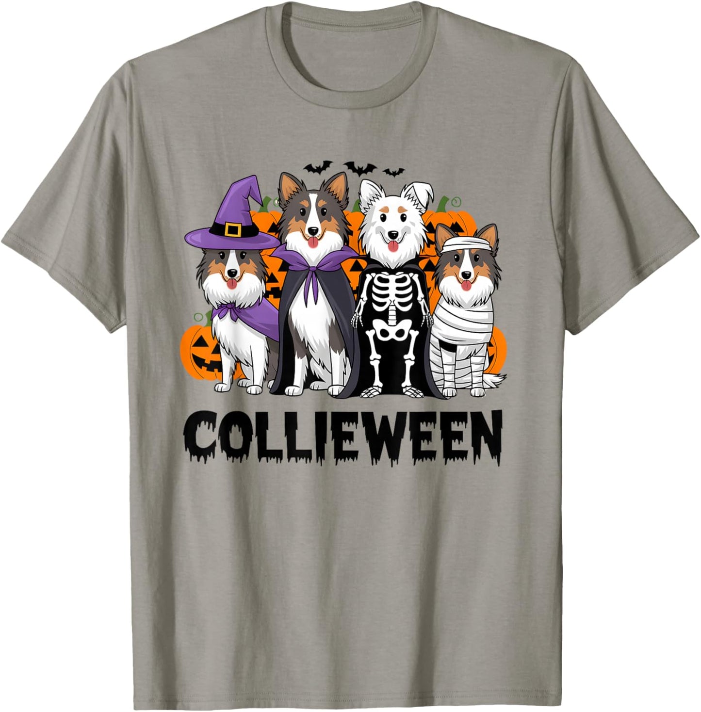 Funny Halloween Rough Collie Dog Lover Collieween Pumpkin T-Shirt - T-Shirt | Sand