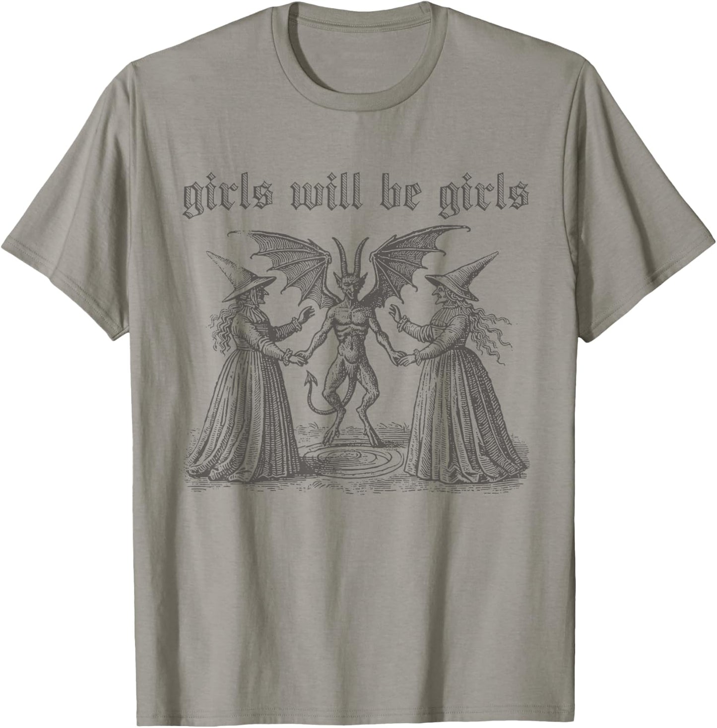 Girl Will Be Girls Witch Halloween Funny Witchy Vibes Women T-Shirt - T-Shirt | Sand
