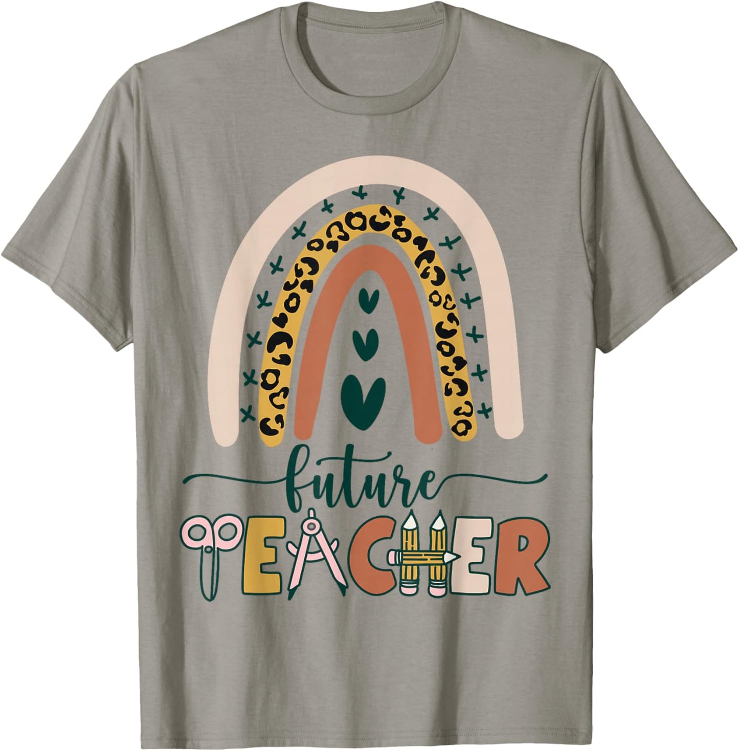 Future Teacher Boho Rainbow Leopard New Grad Student T-Shirt - T-Shirt | Sand