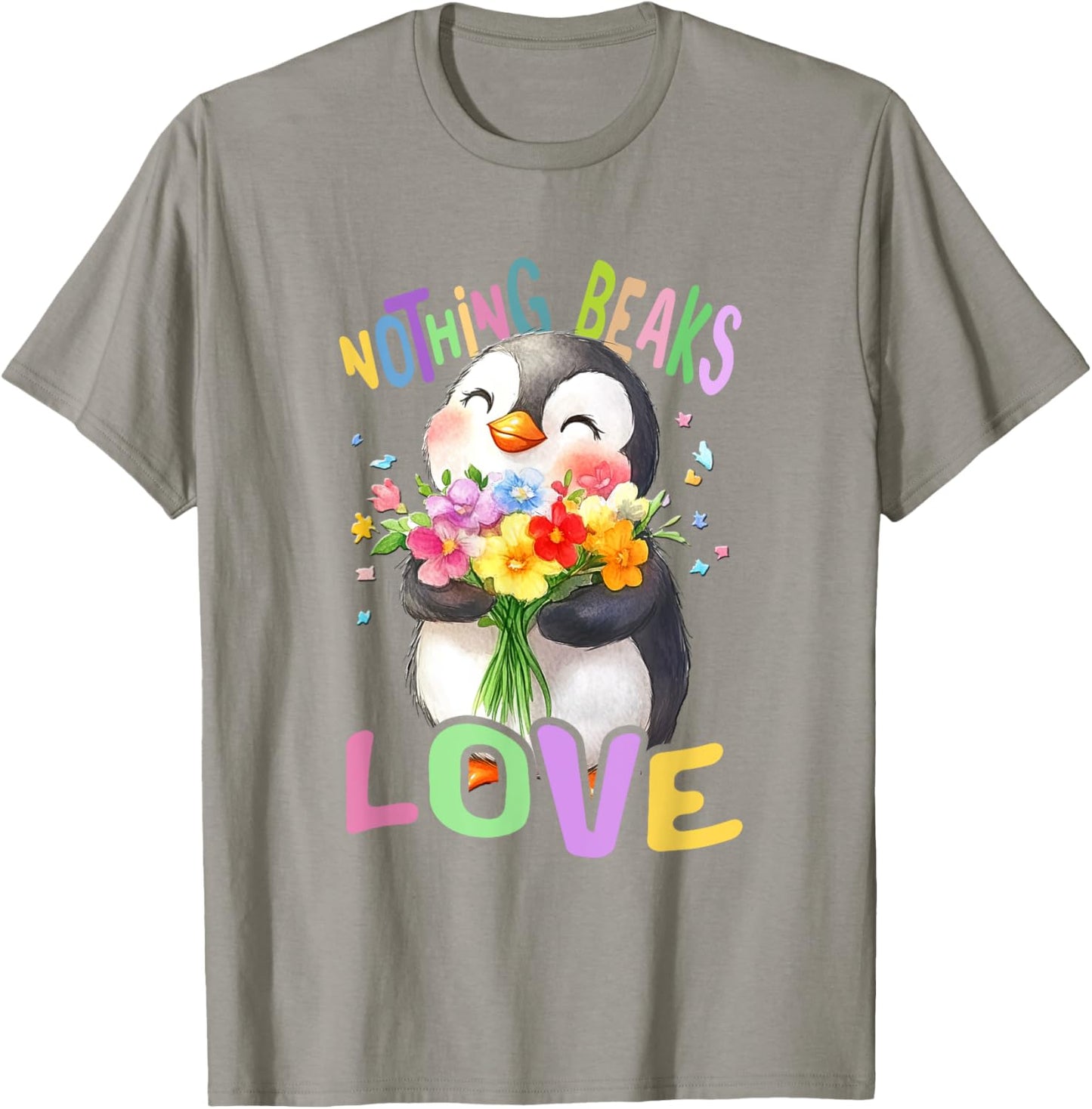 Penguin with Flowers Cute Penguins Funny Sea Animal Daughter T-Shirt - T-Shirt | Sand